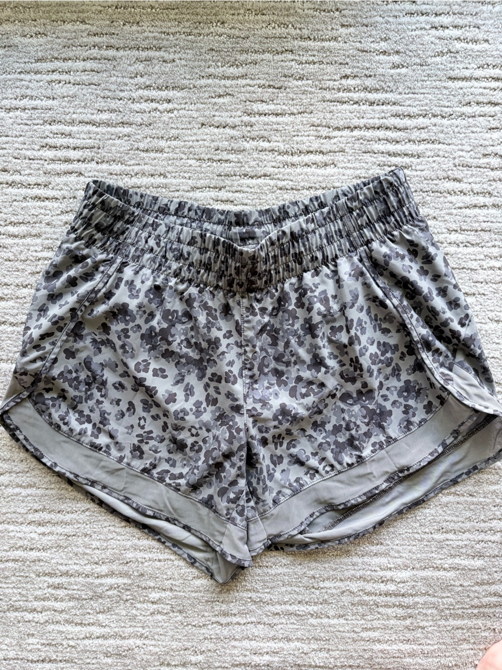 Athleta Gray Leopard Print Athletic Shorts